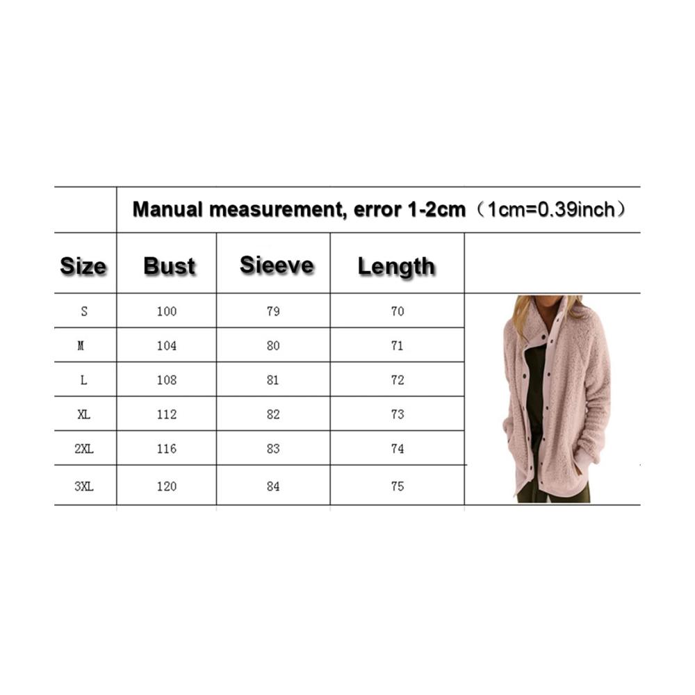 Damen Winter Plüschjacke mit Knopf lange Ärmel Outerwear 2021 Einfarbige warme Sherpajacke extra gefüttert und bequem (Farbe F Größe L