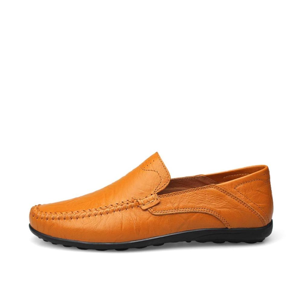 Erfrischende Gelbbraune Slipper & Mokassins Herren Leder Schuhe Atmungsaktiv Bequem Weiche Sohle Größe 45 EU