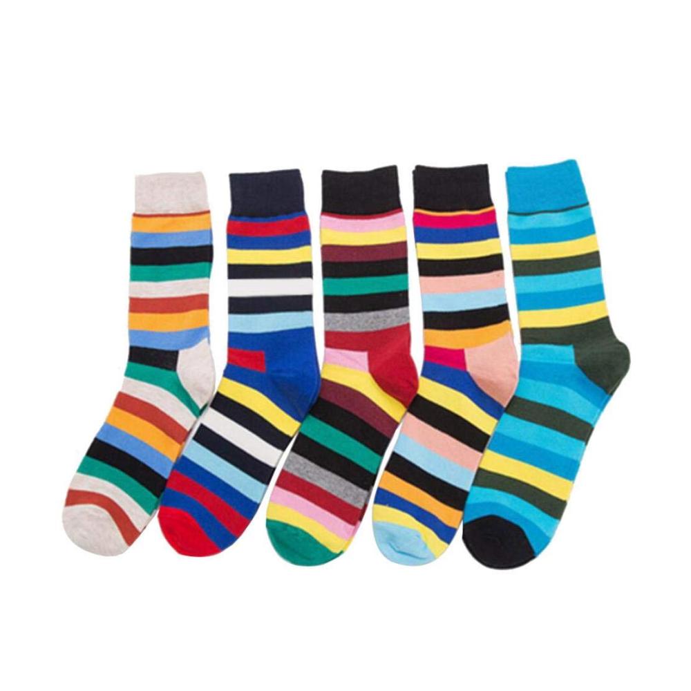 Stylische Wintersocken für Herren 5 Paar Baumwollsocken weich warm atmungsaktiv & bunt gestreift - Perfekt für kalte Tage