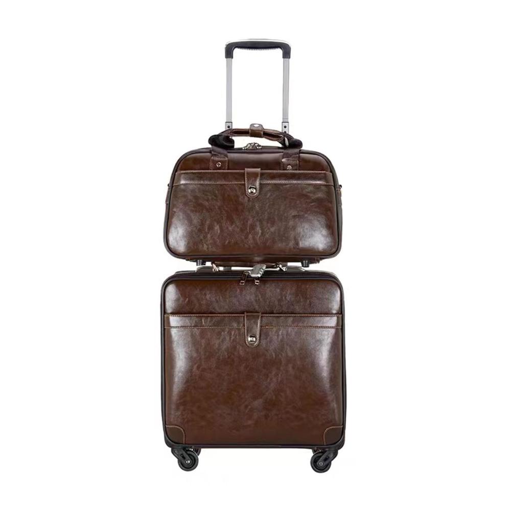 2-tlg. PU-Hartschalengepäck-Set mit Spinnerrädern | 16-Zoll-Kabinentrolley | Ultra-robustes Handgepäck für Geschäfts- & Urlaubsreisen