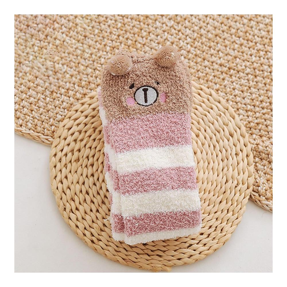 Entdecken Sie die ultimativen Kniestrümpfe Cartoon-Tier-Korallen-Fleece-Streifen für Damen | Flauschig extra lang warm und dick
