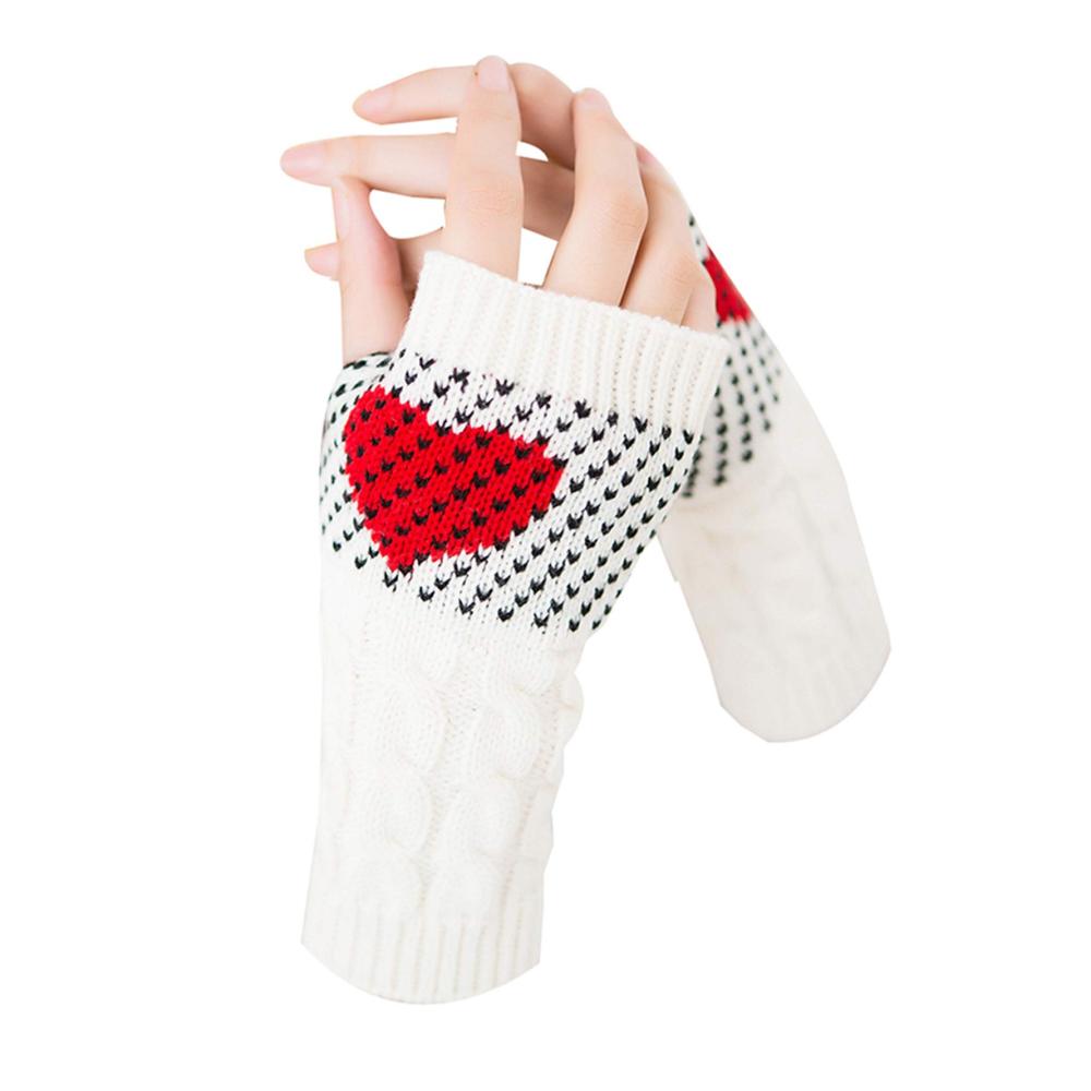 Entzückende Fingerfreiheit XuHang Damen Winterhandschuhe - Strickmuster mit süßem Herz-Jacquard für Spaziergänge Laufen und Radfahren mit Hund