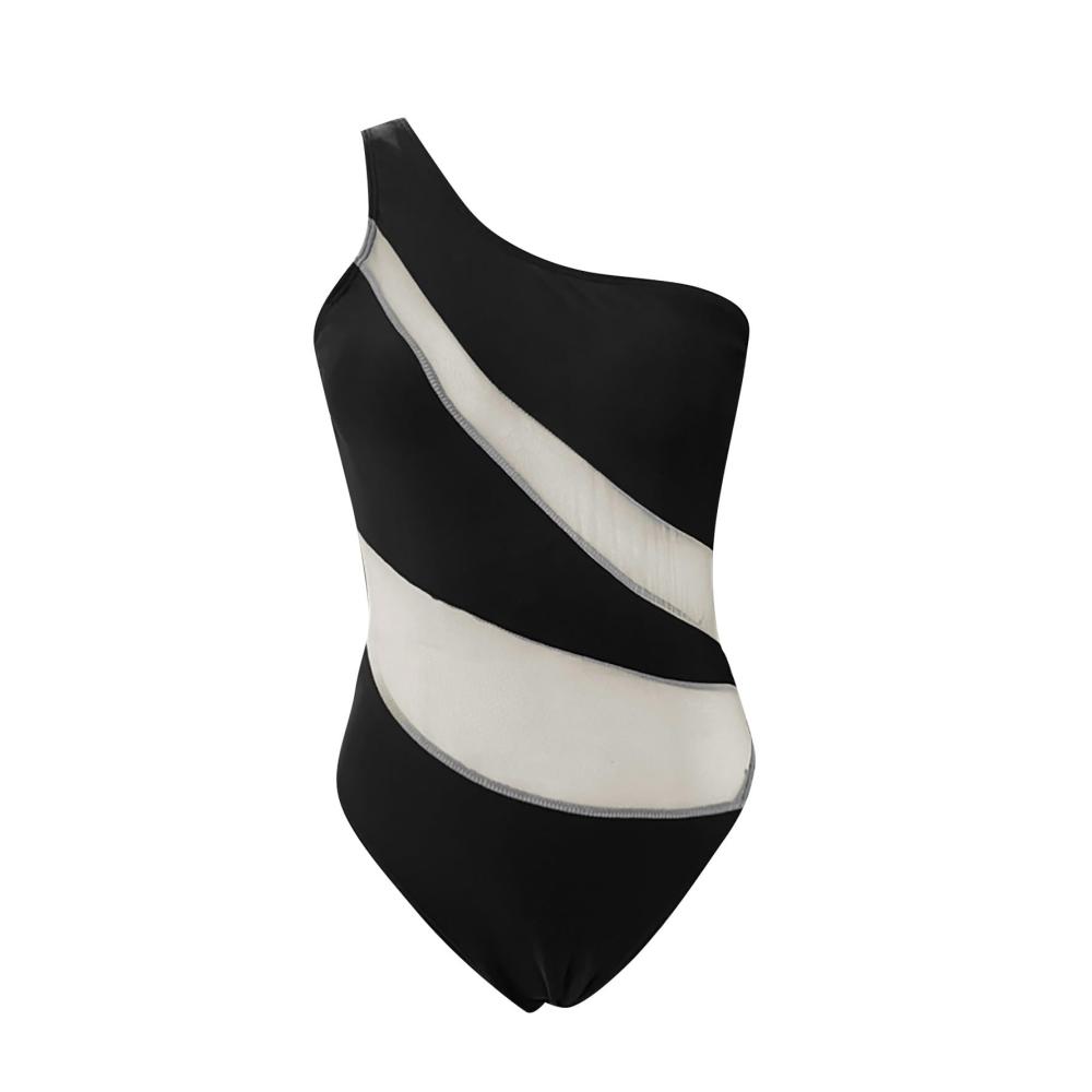 Sexy Bikinioberteil für Damen Stilvoll bequem und ohne Stahlstütze! Entdecken Sie jetzt das Single-Shoulder-Design mit Mesh-Patchwork für große Brüste. Perfekt für den Sommer