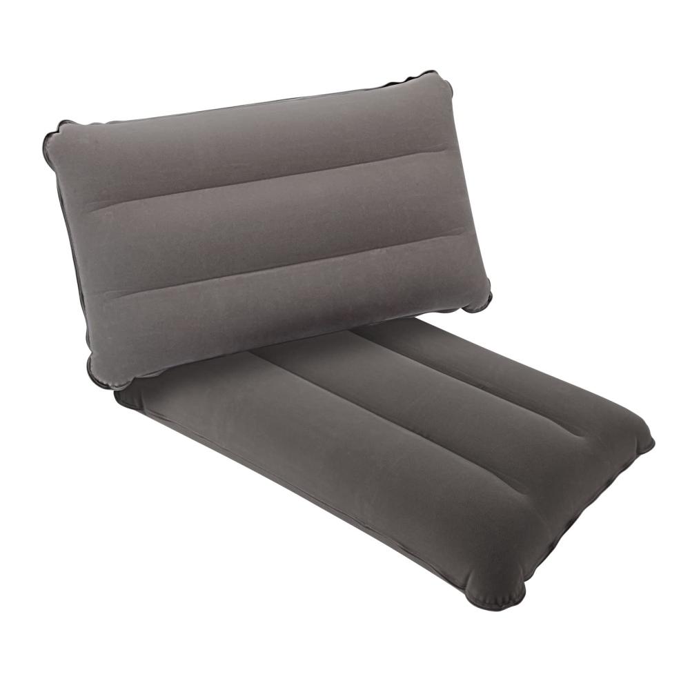 Erleben Sie ultimativen Komfort unterwegs 2er-Set aufblasbare Kissen für Camping & Reisen | Leichtes beflocktes Kopfkissen ideal für Strand Outdoor-Abenteuer & Wandern | 44x28 cm Grau