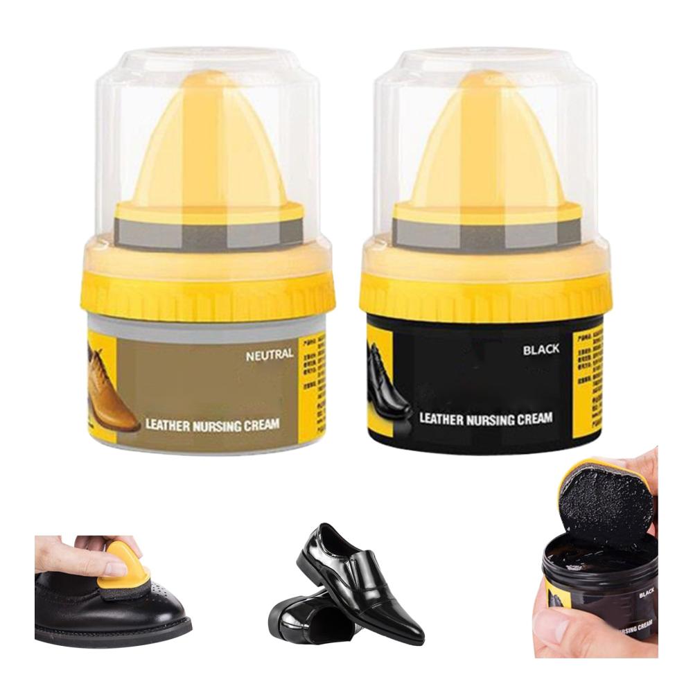 Erleben Sie Brillanz Schuhpolitur Kit für Leder - 2pcs Schwarze & klare Schuhcreme 50ml - Wiederherstellen Reinigen und Schutz für Schuhe Geldbörsen und Stiefel