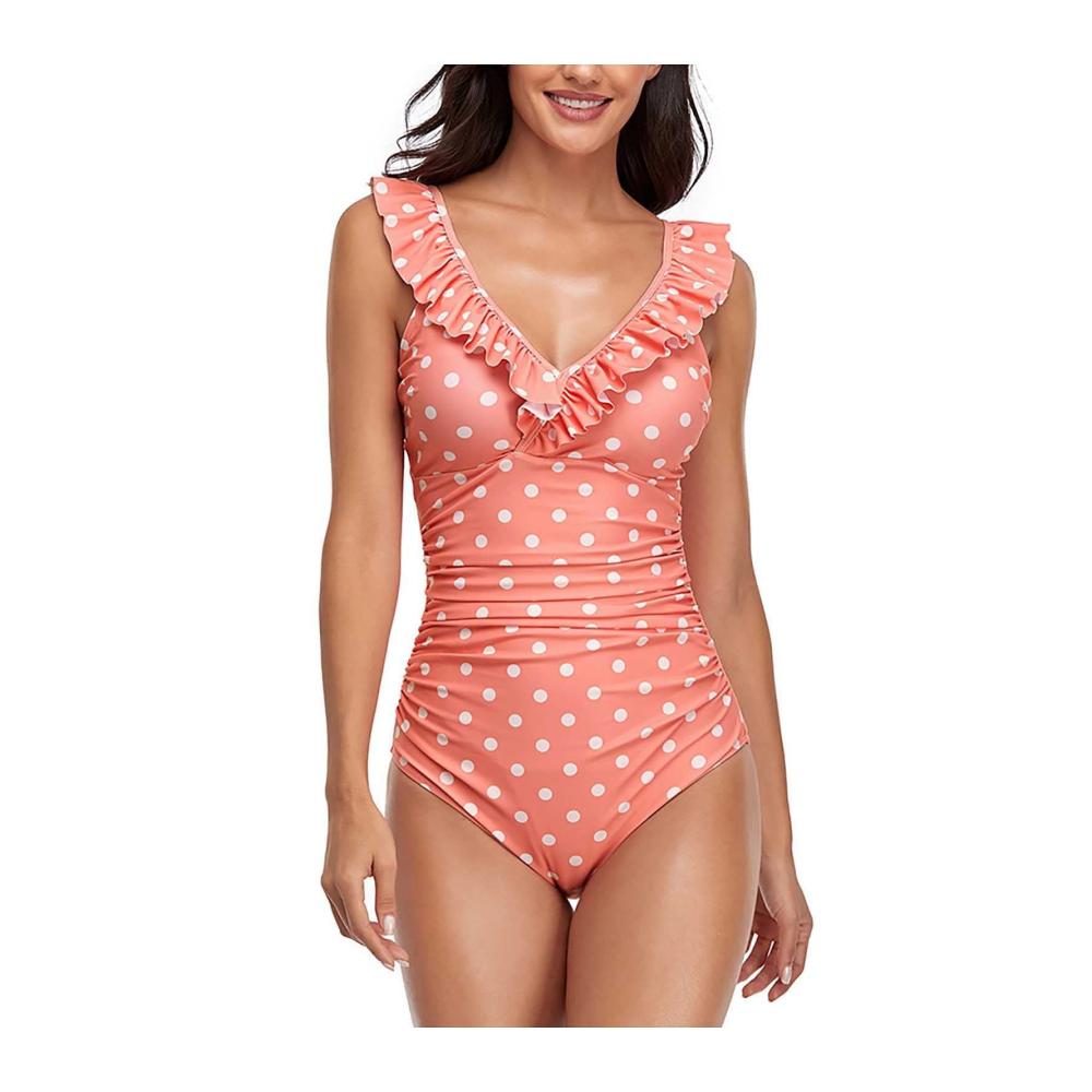 Einzigartiges Set Badeanzug Damen Sport Einteiliger Push-Up mit Schlankheitswirkung Rüschen & Retro-Design. Große Größen für perfekten Sommer-Style