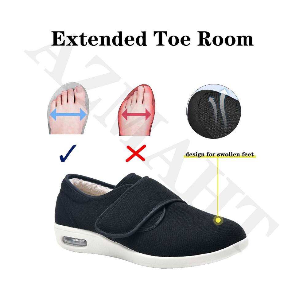 Bequeme Orthopädische Hausschuhe für Damen und Herren | Warme Slip-On Loafers mit Klettverschluss | Gesundheitsschuhe für Breite Füße | Komfortabler Gehkomfort