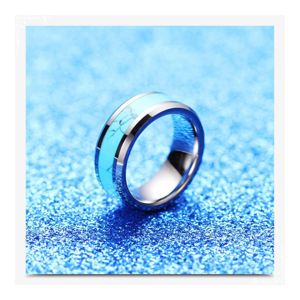Stilvoller Herrenring 8MM Edelstahlring mit Türkis Intarsien – Hochwertiges Design für Männer – Zeitlos und trendig – Jetzt sichern