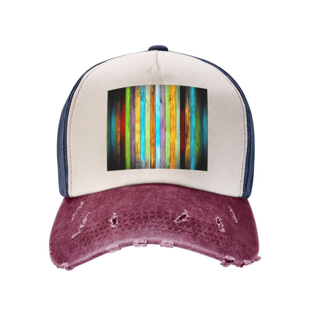 Bunte Holzbretter Unisex Baseball Cap Trendige und funktionale Baumwoll-Denim-Outdoor-Sportmütze für Sport und Freizeit