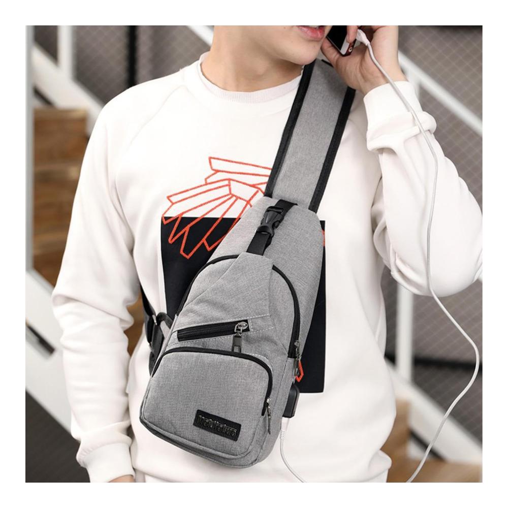 Stylische Schultertasche für Damen und Herren Praktische Umhängetasche mit USB- und Kopfhöreranschluss - Ideal für den Alltag