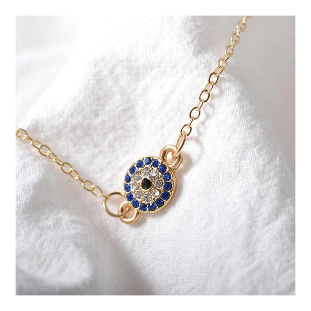 Edelstahl Fußkettchen mit Türkischem Bösen Blick 21.5cm - Modischer Boho-Sommerstrand Schmuck für Frauen Ideales Geschenk