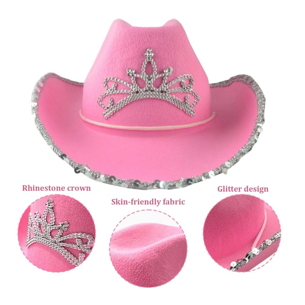 Stilvoller Cowboyhut für Damen Elegantes Tiara-Muster und authentisches Design - Perfektes Accessoire für Western-Partys und Kostüm-Outfits