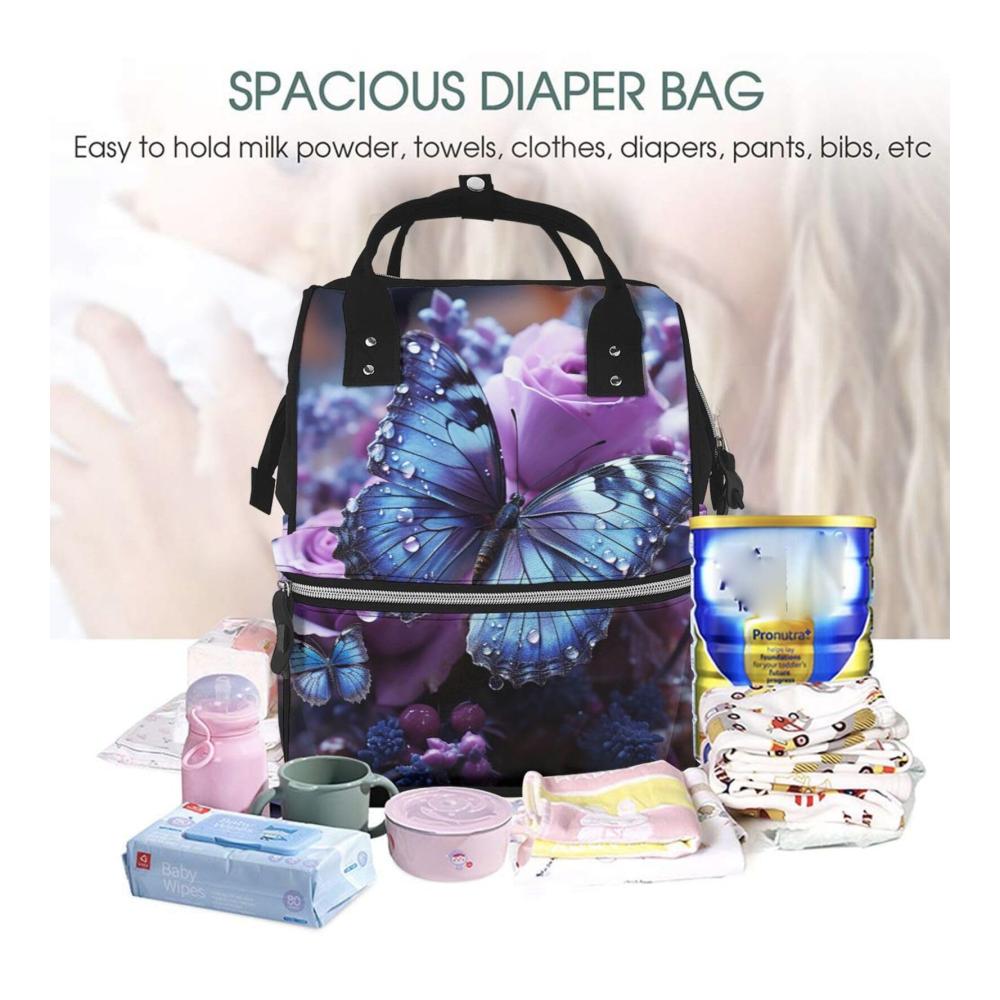 Entdecke den perfekten Begleiter für deine täglichen Abenteuer Wasserdichter Tagesrucksack mit violettem Rosenmuster ideal für Laptop und Arbeit für Damen und Herren in stilvollem Schwarz