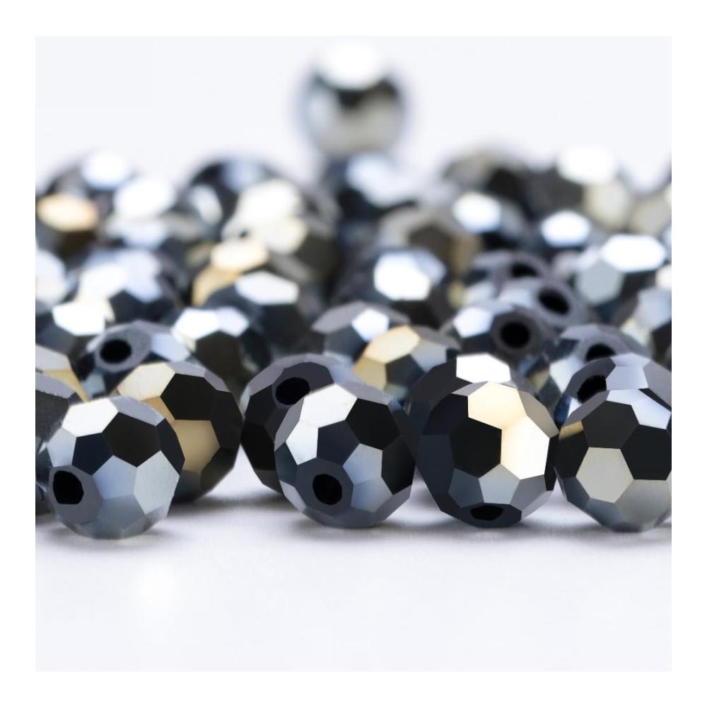 80er-Pack schwarze Glasperlen lose runde Spacer-Kristallperlen in 3 mm/ 4 mm/ 6 mm/ 8 mm für DIY-Schmuck Armband Halskette