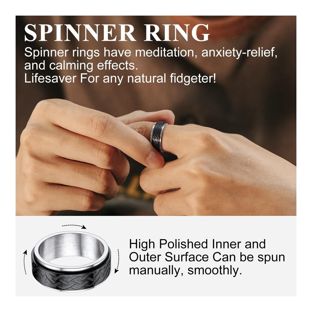 Entdecke maskuline Eleganz Personalisierte Herren Ringe - Keltischer Knoten 10mm breit in Schwarz. Perfekt für Freunde Ehemann Modell. Inklusive Geschenkbox