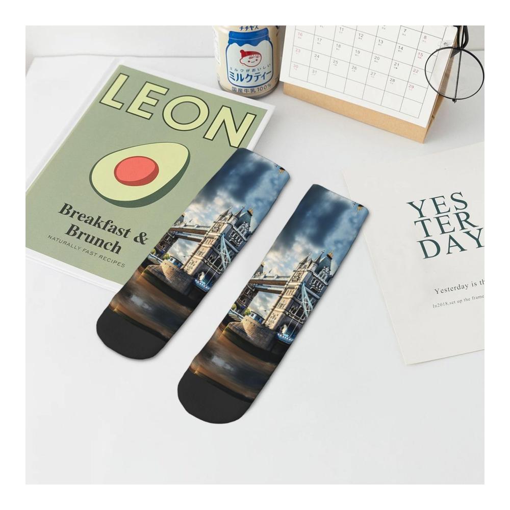 Knöchelsocken mit modischen Mustern – Historic Old Tower Bridge London – Socken im Großhandel für Damen und Herren eine Einheitsgröße für alle