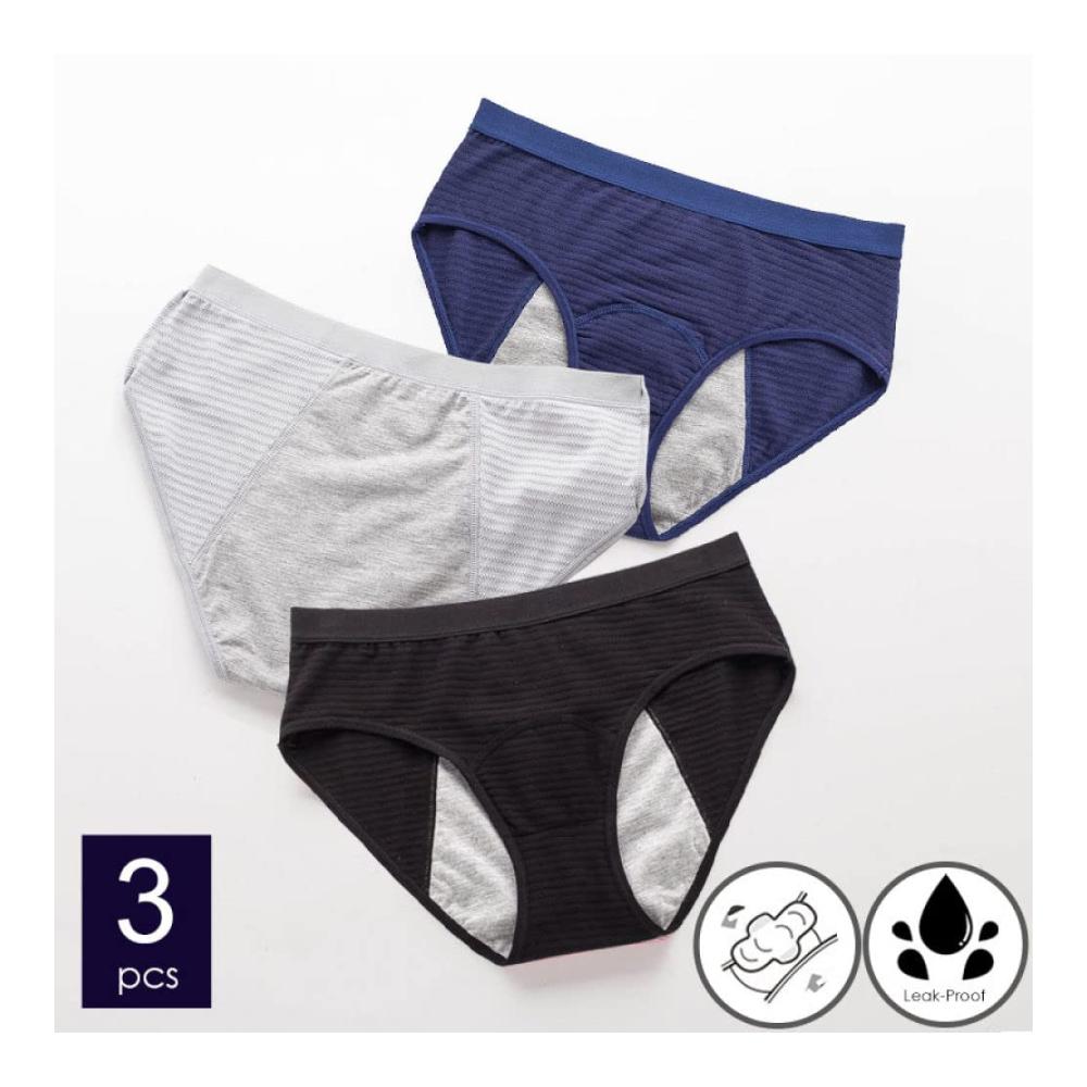 Perioden-Unterhosen für Damen Teenager aus Baumwolle Übergröße Menstruationshöschen auslaufsicher Postpartum-Slips Unterhosen (3er-Pack