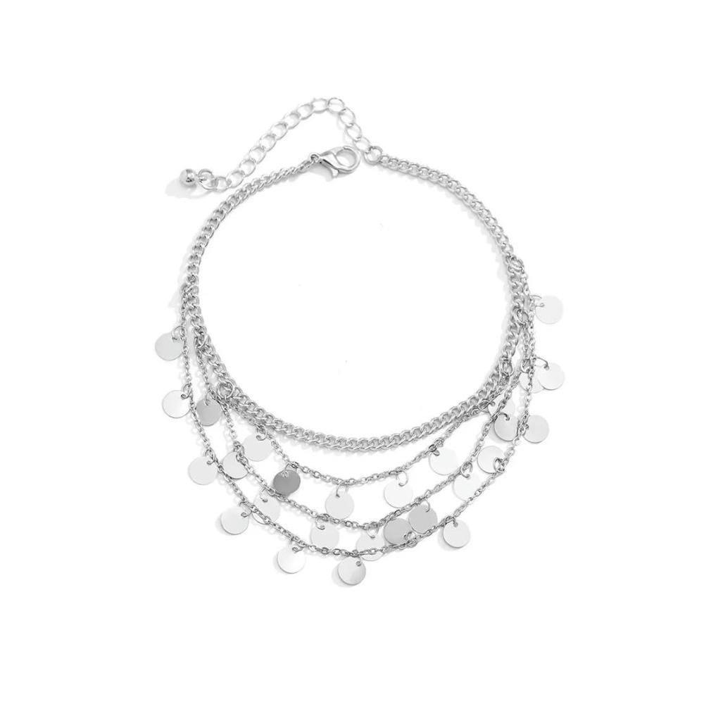 Entdecken Sie den Charme 2er-Set Fußschmuck aus Edelstahl mit Sternen-Pailletten Quasten und U-förmiger Metallkette - Perfekte Fußkettchen für stilvolle Frauen
