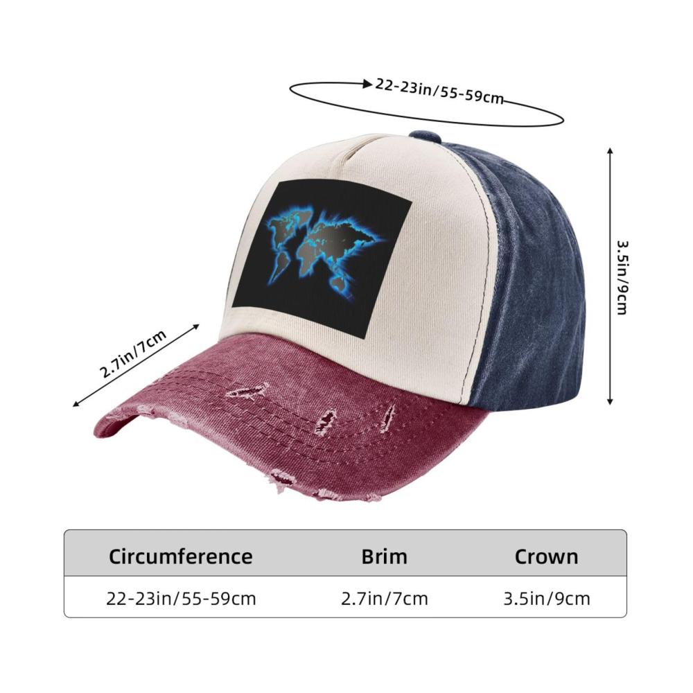 Entdecke die Welt mit Stil Verstellbare Baseballkappe mit Weltkarten-Motiv - Das ideale Geschenk zum Vatertag und für Outdoor-Enthusiasten! Vielseitiger Hut für jeden Anlass. Erhalte deinen Look