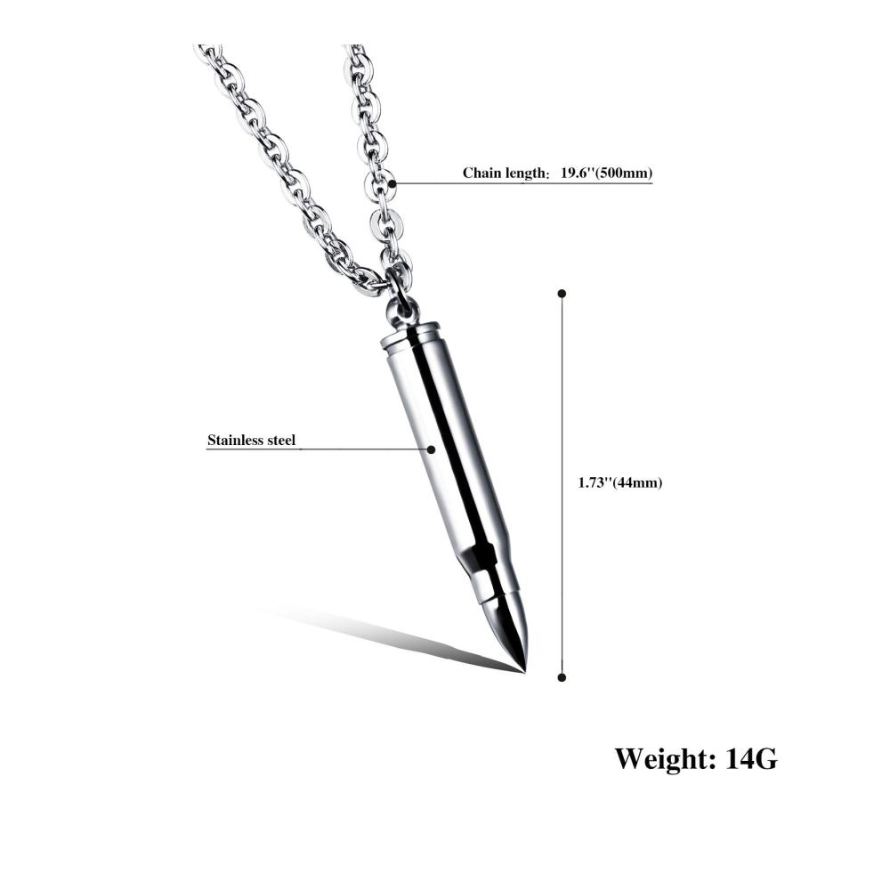 Einzigartige Edelstahl Silber Kette mit Bullet Patrone Anhänger - Trendiger Schmuck für Herren und Damen exklusiv für Kettenliebhaber