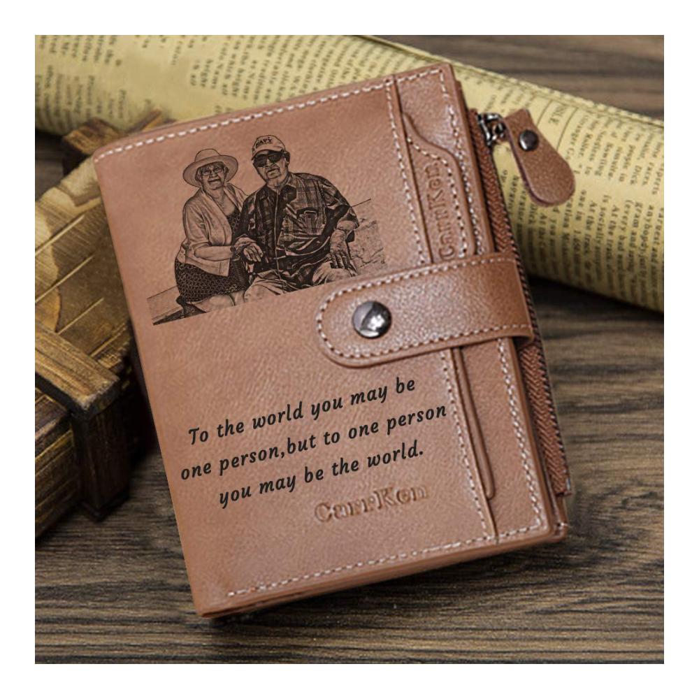 Entdecken Sie einzigartige Geldbörsen Personalisierte Foto-Brieftasche für Männer - Unvergessliche Geschenke für Ehemann Vater & Sohn! Jetzt in Braun