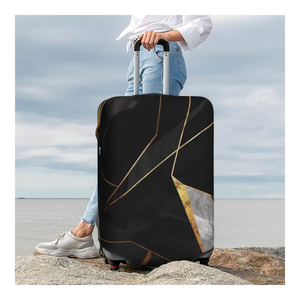 Luxuriöse Reisegepäckabdeckung Elastisch Schwarzer Marmor-Look für modischen Koffer-Schutz. Passend für 457-813 cm Gepäck Schwarz XL Koffer. Gönnen Sie Ihrem Gepäck stilvollen Schutz