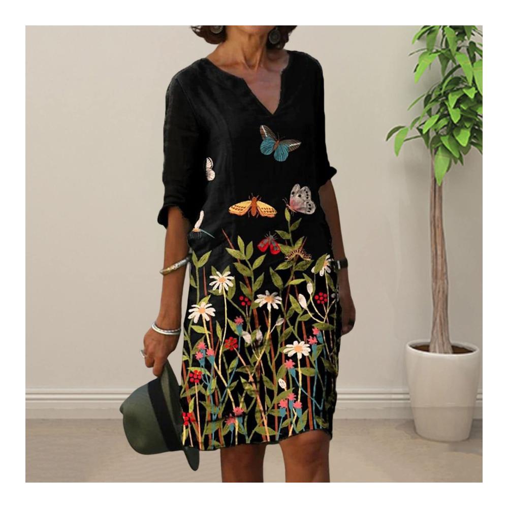 Entspannter Freizeit-Look Damen Strandkleid mit elegantem Druck für den perfekten Sommerstil