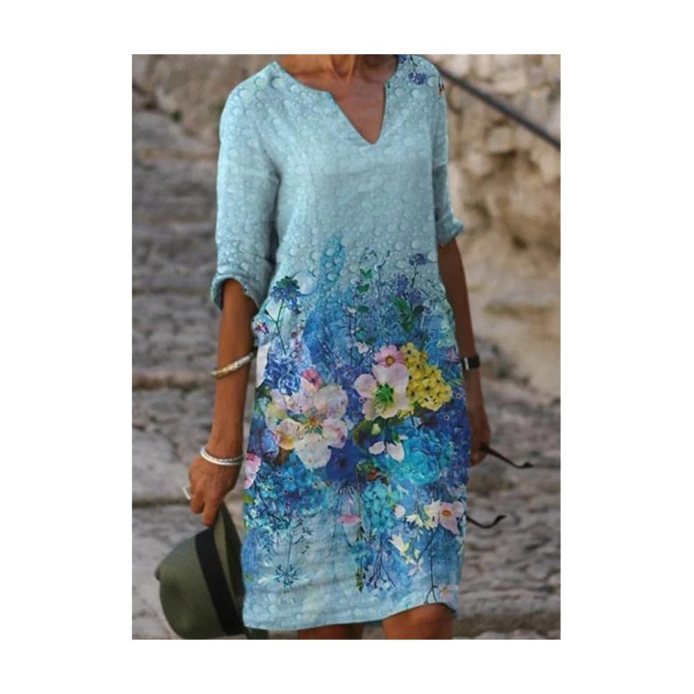 Entzückendes XXL Damenkleid Locker geschnitten mit Rüschen toller Print für Casual Party & Eleganz. Perfekt für Plusgrößen. Holen Sie sich jetzt