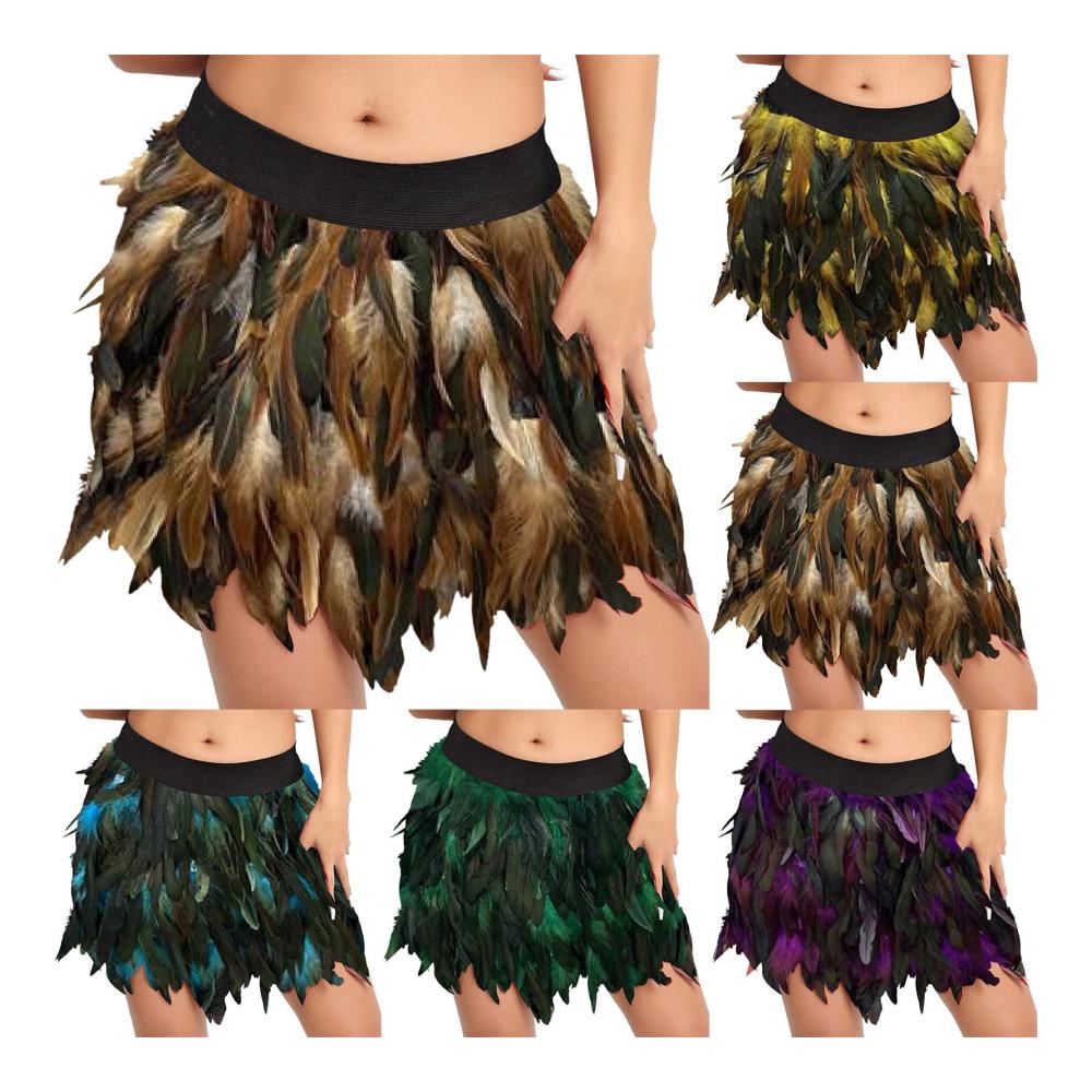 Entdecken Sie den zauberhaften Damen Federrock für Karneval und Cosplay! Vielseitiger Peacock Minirock mit elastischer Taille für ultimativen Komfort. Gönnen Sie sich jetzt diesen farbenfrohen Rock