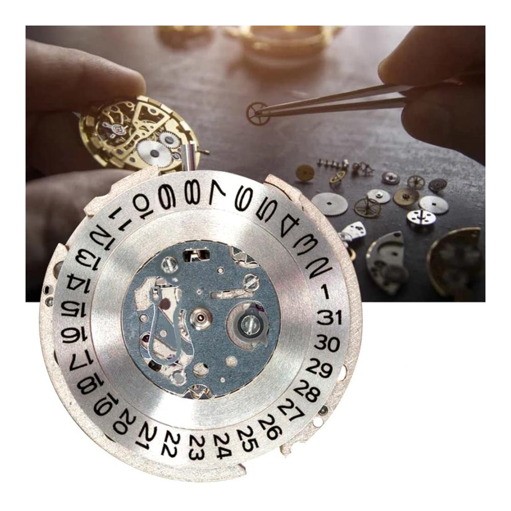 Hochpräzise Armbanduhren Ersatz-Uhrwerk NH15A/NH15 für mechanische Automatikuhren mit einfachem Kalender - Zuverlässigkeit in Silber