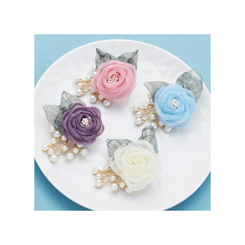 Elegante Blumen-Broschen Stilvolle Akzente für Damen & Herren. Handgefertigte Garnrosen-Anstecknadeln mit 3-farbigen Perlen. Perfekt für jede Party! 🌸💫
