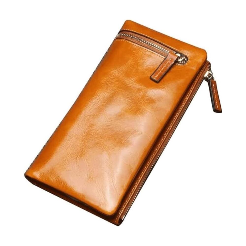 Einzigartige Damen Geldbörse aus echtem Leder stilvoll und geräumig. Klassisch und praktisch mit großem Kartenhalter und Vintage-Münzfach. Jetzt in Brown-1 Größe 8.5x19