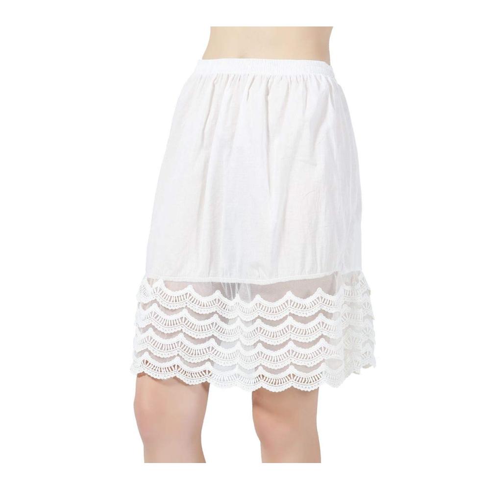 Erlebe zeitlose Eleganz Damen Unterrock aus 100% Baumwolle mit Vintage Spitze und Stickerei knielang Dirndl Petticoat in Ivory Größe S. Hol dir den Charme von gestern