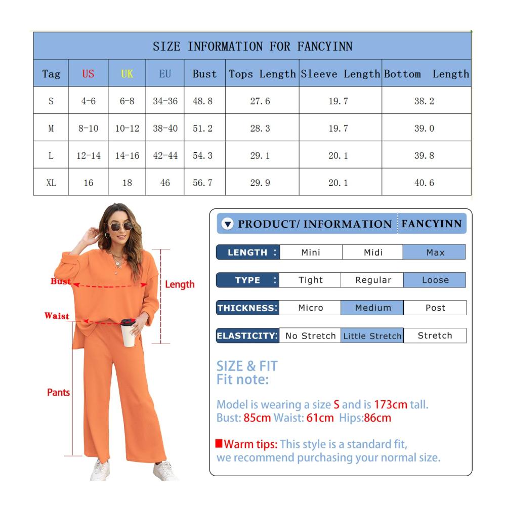 Damen 2-teiliger eleganter Trainingsanzug mit Langarm-Bluse Rundhalsausschnitt weiter Beinhose bequemem Lounge-Set und Freizeit-Jogger