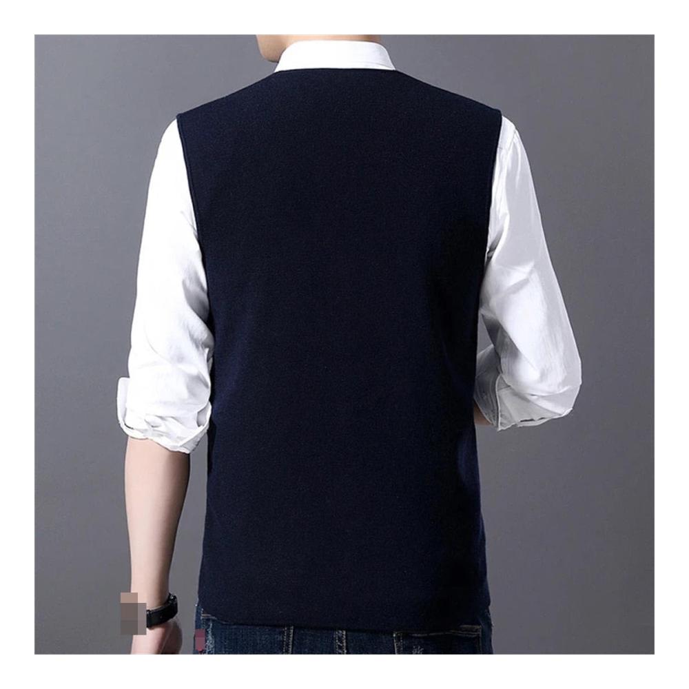 Stilvoller Herren-Pullunder für Herbst & Winter Ärmellose Strickweste mit Knöpfen in Einfarbigem Design
