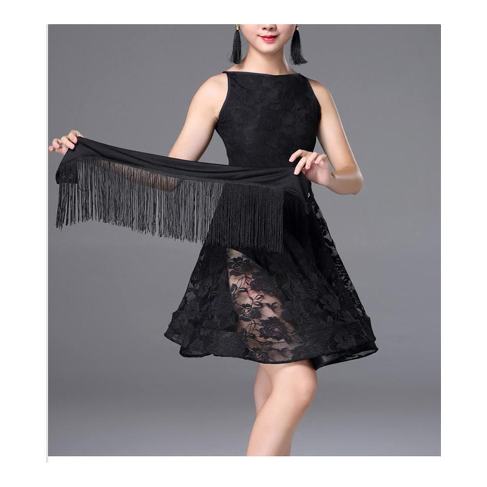 Einzigartiges Mädchen Latein Tanzkleid für  Rumba Samba & mehr – Kinder Falbala Ballsaal Aufführungsoutfit in Schwarz – Perfekt für Party und Performance – Größe 8 Jahre