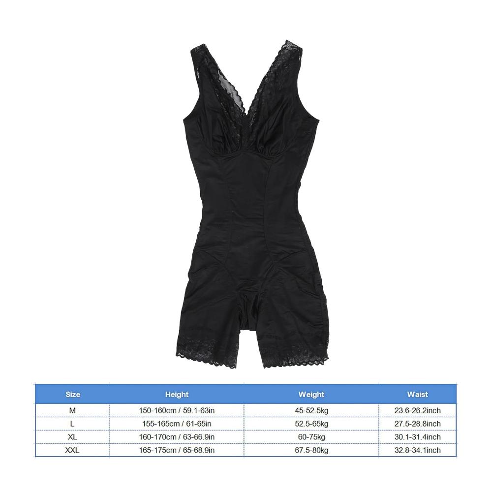 Figurformende Bodys V-Form offenes Dekolleté Bauchkontrolle hohe Elastizität Nylon Postpartum Taille Trainer Büste Schwarz Größe M