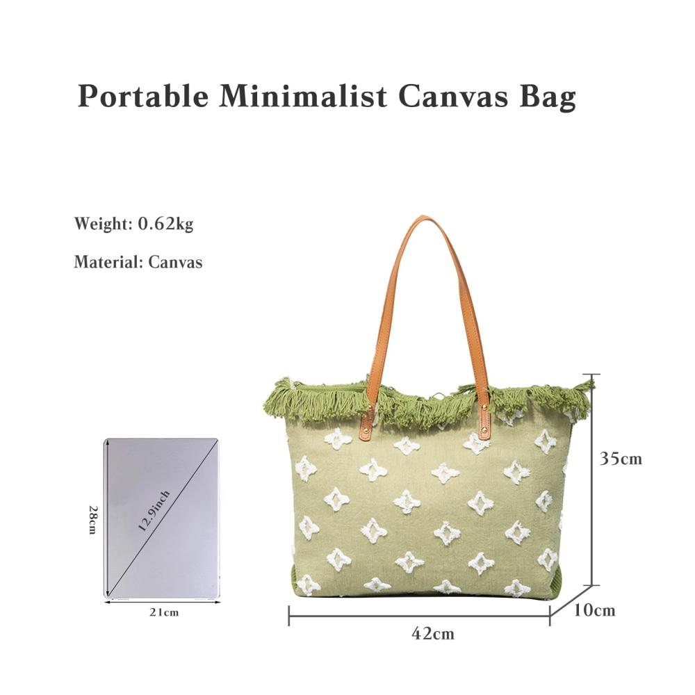 Böhmische Henkeltaschen Damen Canvas Handtasche mit Quasten große bunte gestrickte Tasche für Reise Urlaub Strand Alltagsgebrauch