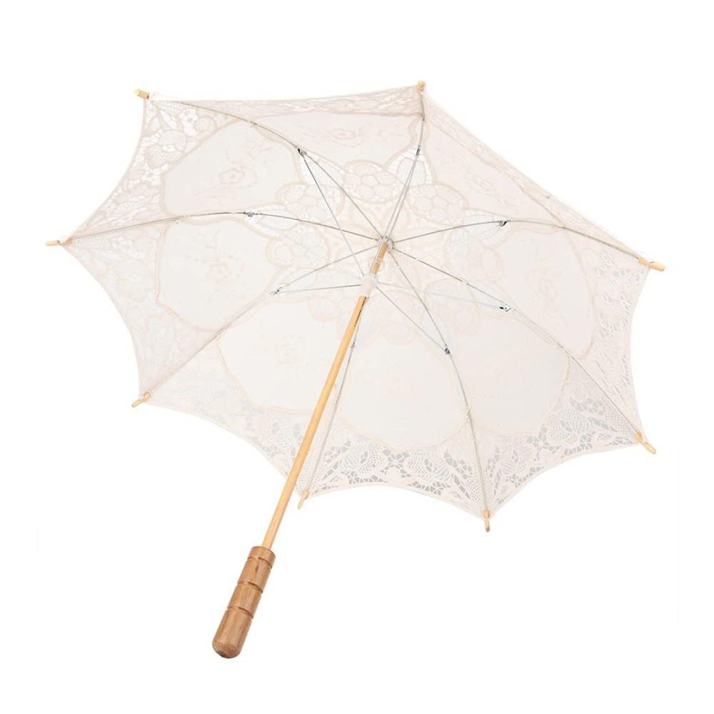 Entzückender Vintage-Spitzen-Sonnenschirm für Hochzeiten Tanz & Fotografie - Handgefertigt aus Baumwolle - Beige Groß - Einzigartiger Regenschirm für Braut & Requisite