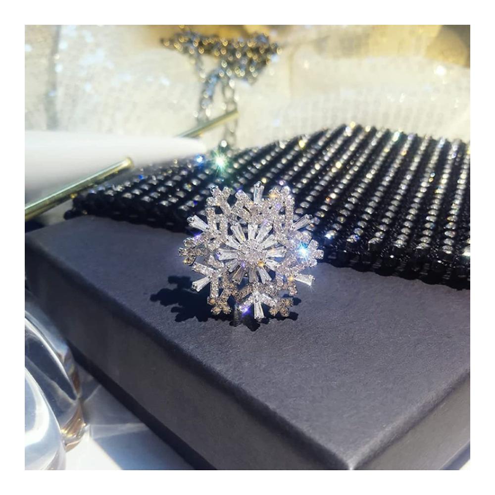 Drehbarer Schneeflockenring Eleganter Diamantring mit zarter Schneeflocke – Modische Ringe für Teenager-Mädchen und Frauen – Verstellbare Geschenke für Mädchen zu Weihnachten im Winter