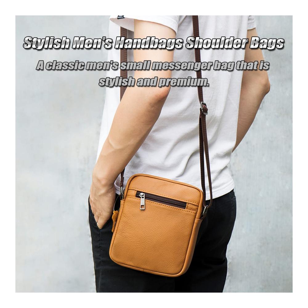 Luxuriöse Schultertasche aus Narbenleder für Herren | Exklusive Business- & Handy-Tasche | Stilvolle Messenger-Tasche | Hochwertige Herrentasche