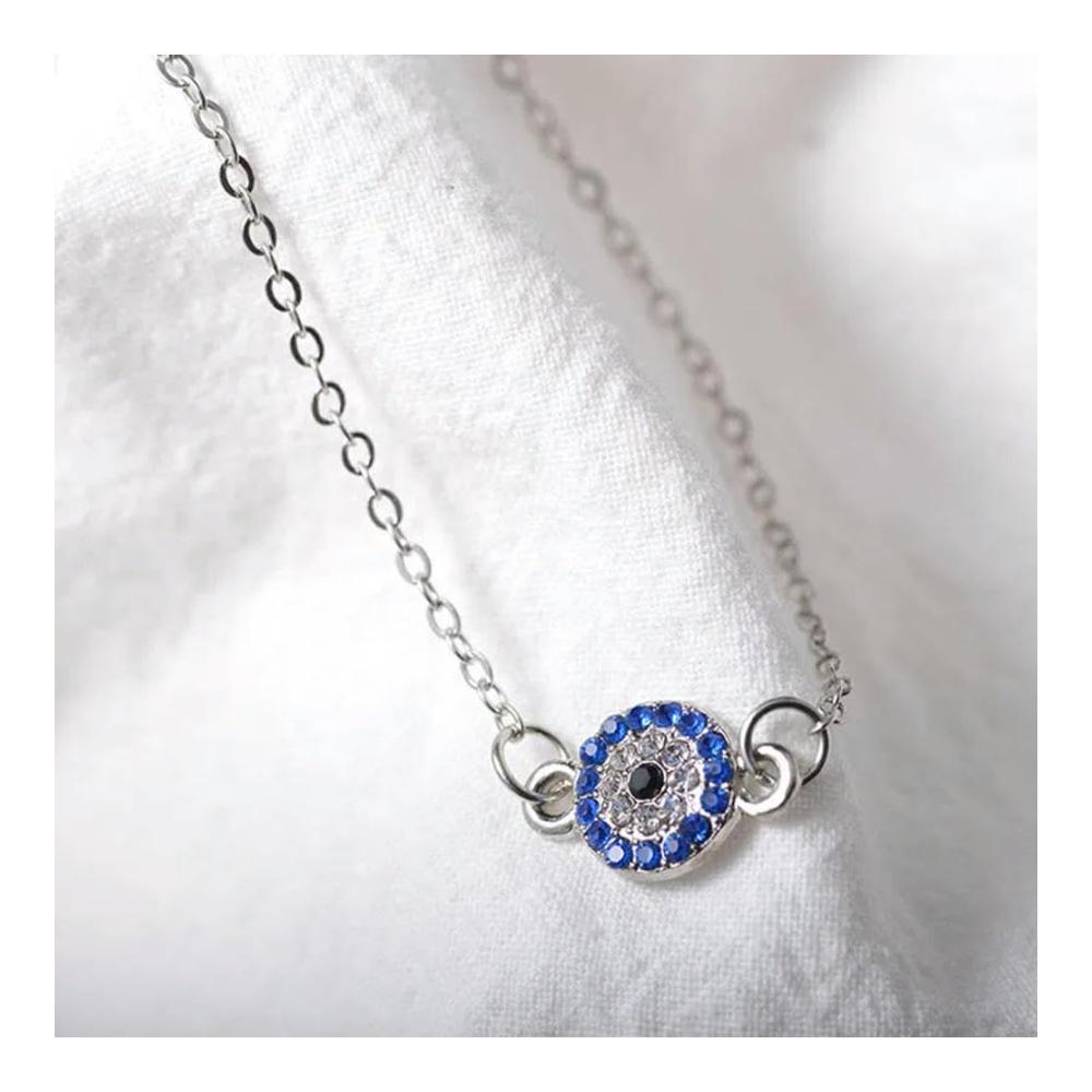 Edelstahl Fußkettchen mit Türkischem Bösen Blick 21.5cm - Modischer Boho-Sommerstrand Schmuck für Frauen Ideales Geschenk
