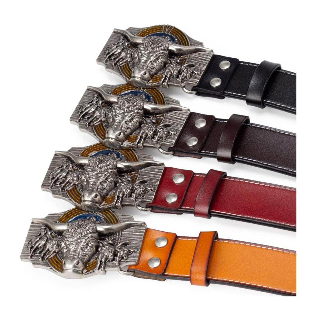 Erhalten Sie Stil und Qualität Premium Schwarzer Echtleder-Cowboy-Gürtel mit Longhorn-Motiv – JIARY Herren Western-Gürtel für den ultimativen Western-Look! Ideal für Freizeit und Arbeit 105CM