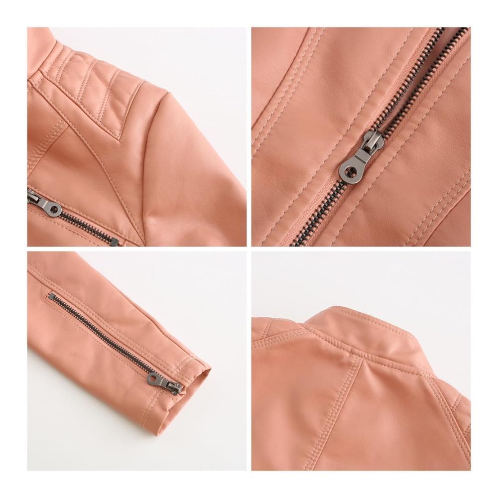 Damen Kunstlederjacke für Freizeit Herbst/Frühling modisch vegan für Motorrad Radfahren kurz leicht in Größen XS-XXL