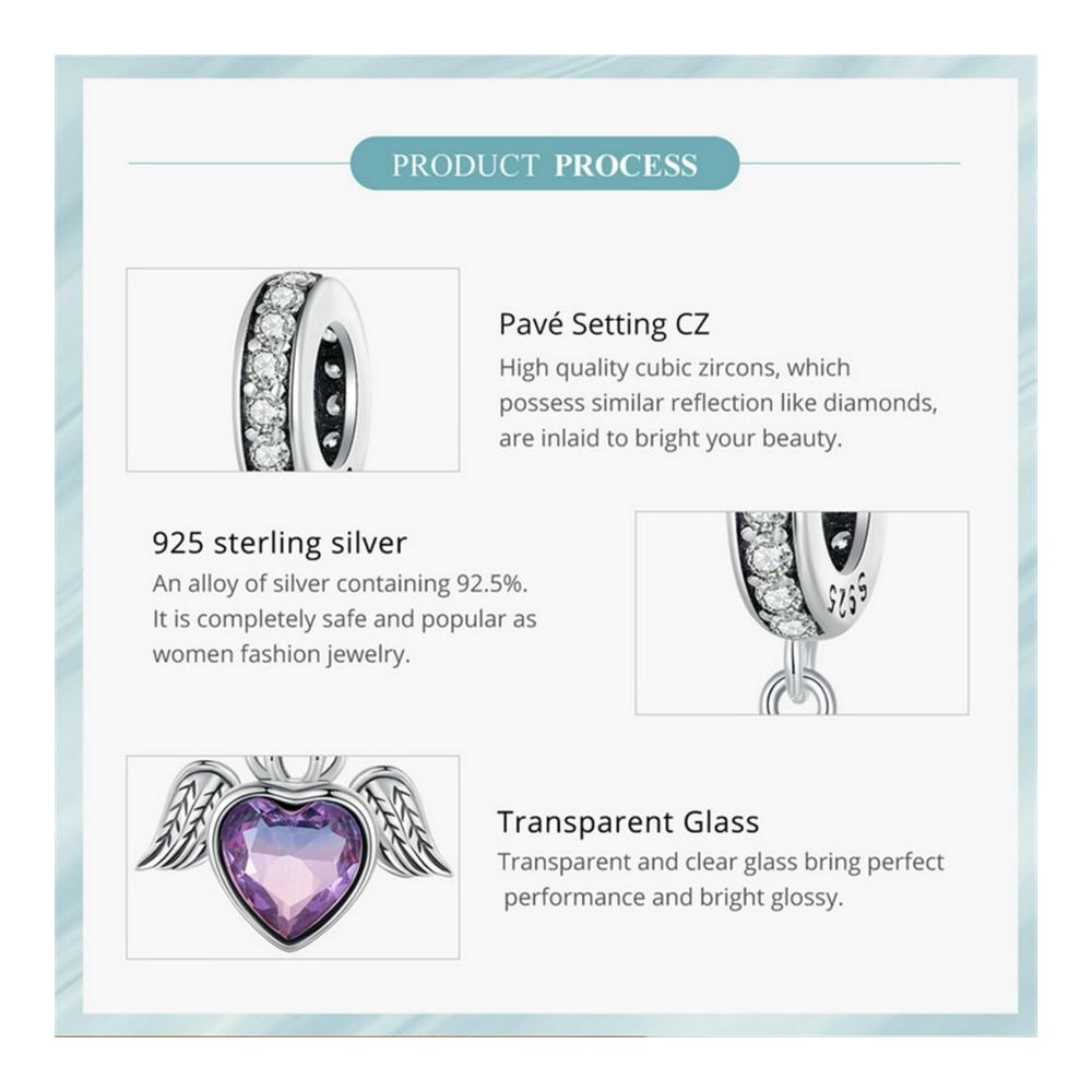 925 Sterling Silber Engelsflügel Herzflügel Bead Charms für Pandora-Armband – Perfekte Damen Geschenke für Geburtstag und Weihnachten! Originale SCC2587