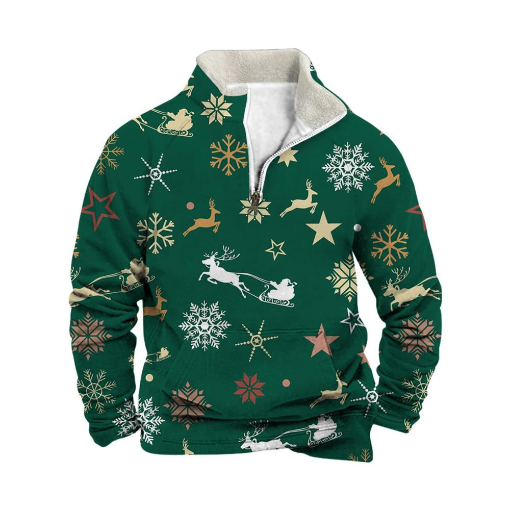 Stilvoller Herren Sweatshirt Trainingsanzug Langärmelig mit Stehkragen und Samtkragen. Perfekt für Weihnachten! Jetzt für Jungen in Größe 128 erhältlich