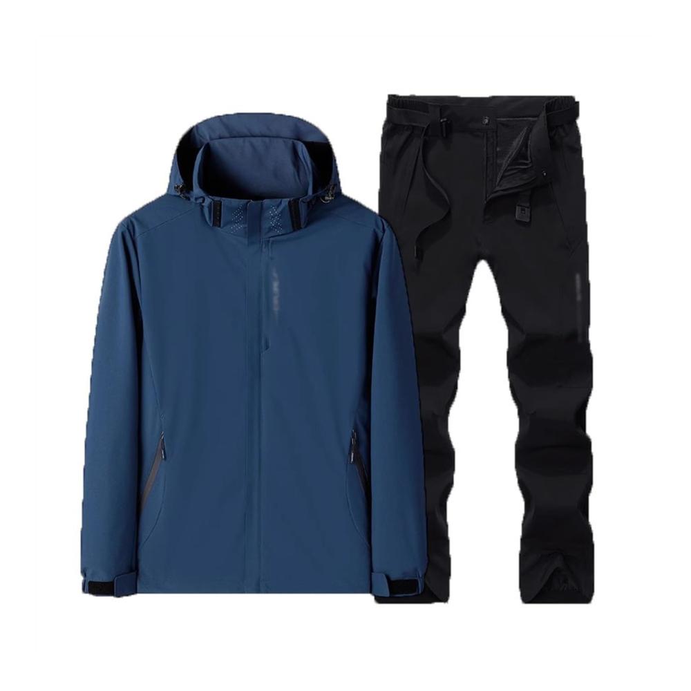 Ultimativer Winter-Skianzug für Herren Wasserdichte winddichte Kapuzenjacke und Hose mit Gürtel. Perfektes Wanderbekleidungsset für Outdoor-Enthusiasten