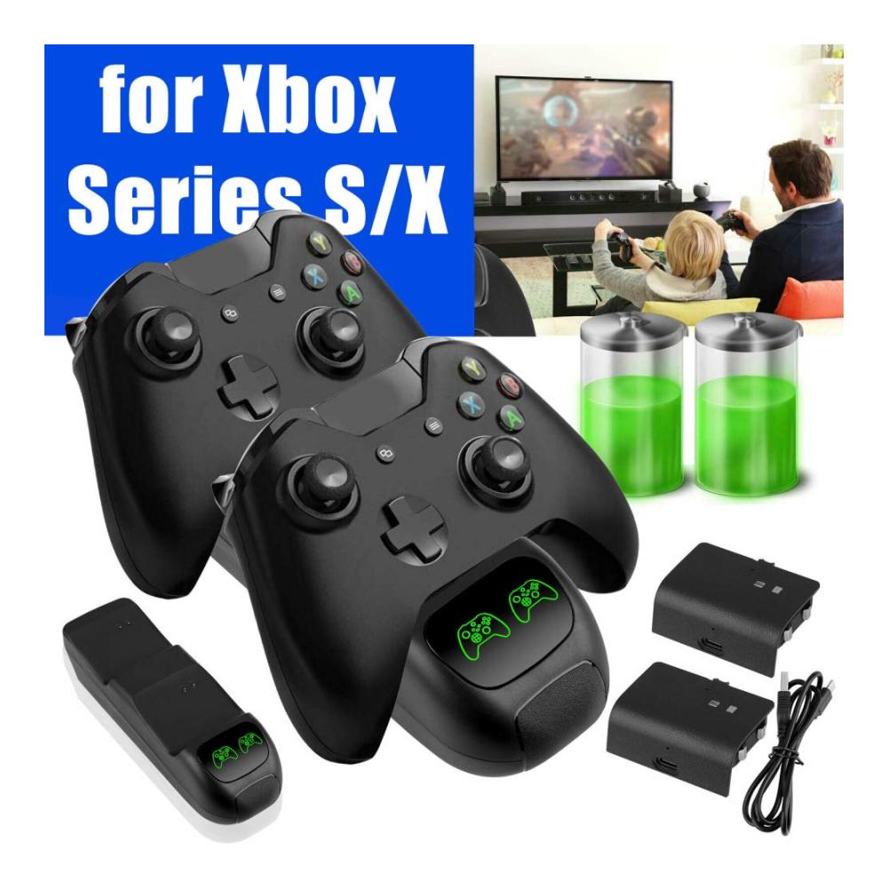Weekender Ladestation Controller Doppel-Dockingstation kompatibel mit Xbox Series S/X Gamepad USB-Ladestationen mit 2 Schnelllade-Steckplätzen für Xbox One X/S DualSense und Switch Pro Controller