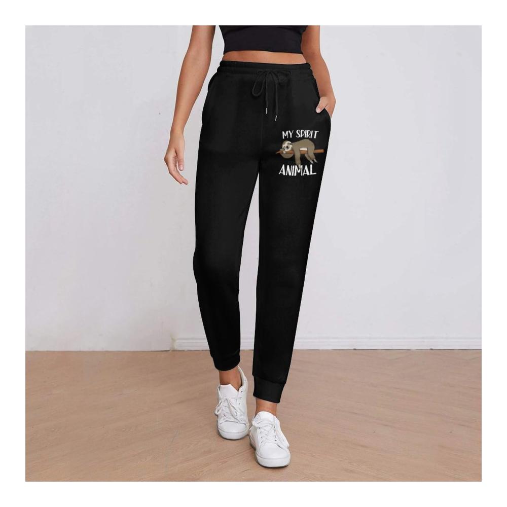 Bequeme Damen Jogginghose mit Cartoon-Faultiermotiv und praktischen Taschen. Perfekt zum Relaxen oder Joggen. Jetzt zugreifen
