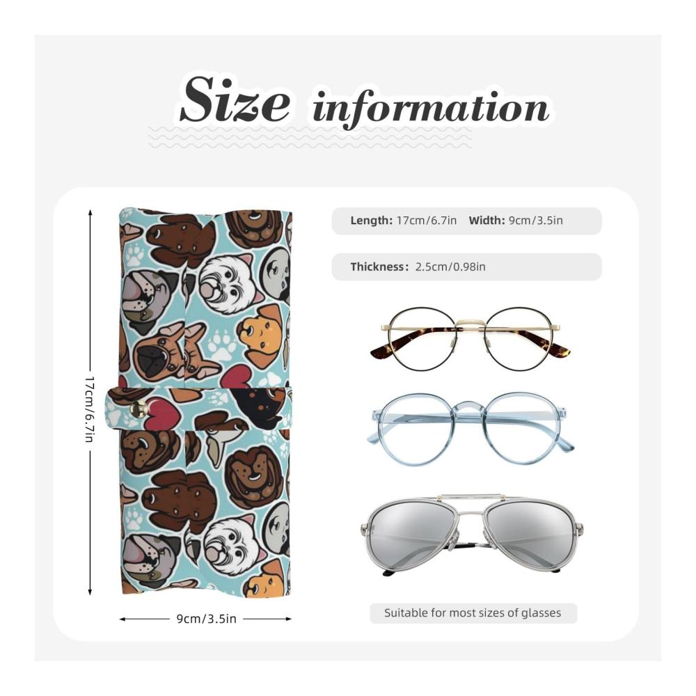 Schützen Sie Ihre Brille mit Stil Modisches Brillenetui aus PU-Leder mit niedlichem Hundeaufdruck für Sonnenbrillen. Weiches trendiges Etui für Ihre wertvolle Brille